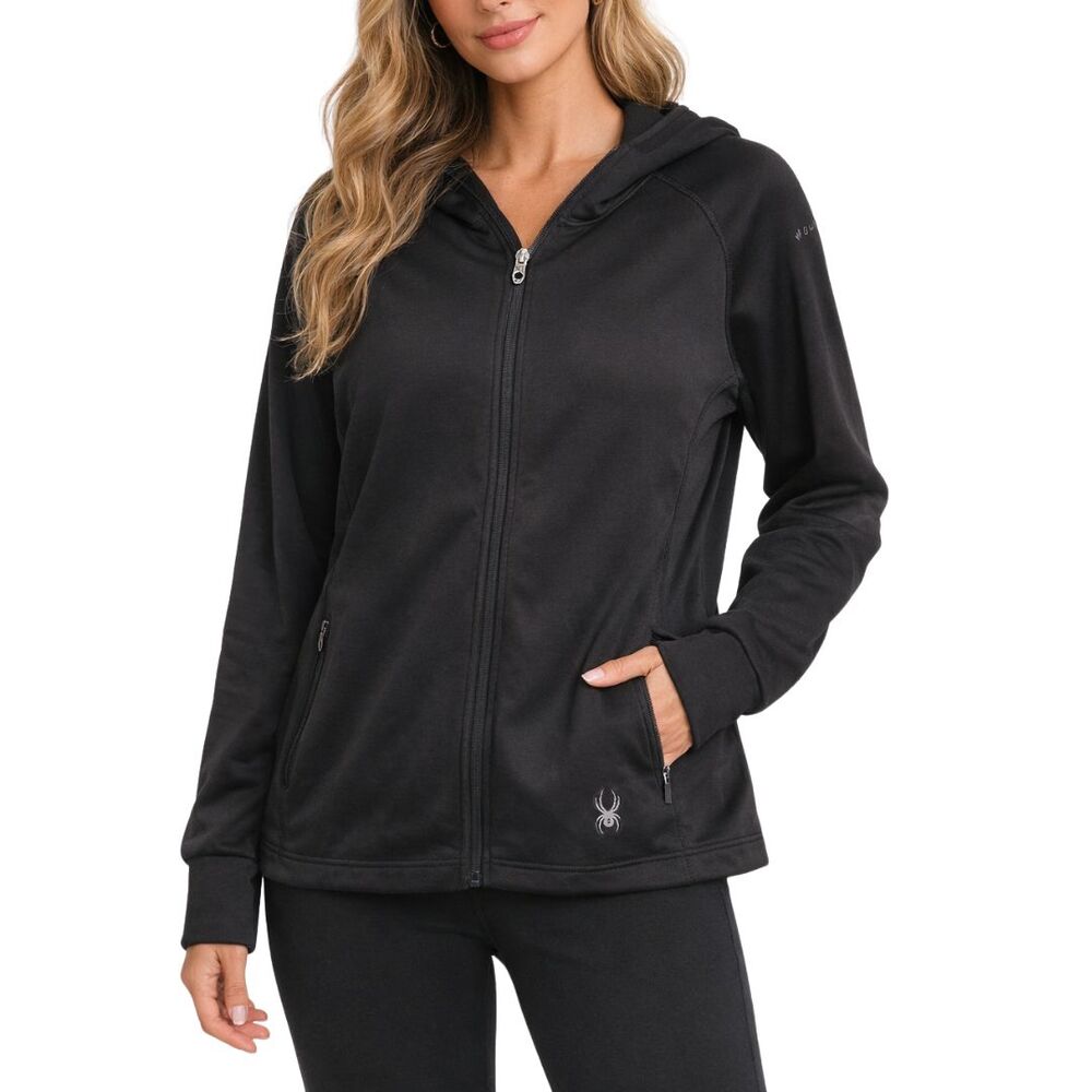 Spyder Zip Up Hoodie Jacket XL Black Athletic Activewear Full Zip Pockets